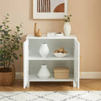 Mirrored Accent Cabinet with Gold Stripes - MDF Storage (32.3"W x 31.1"H)