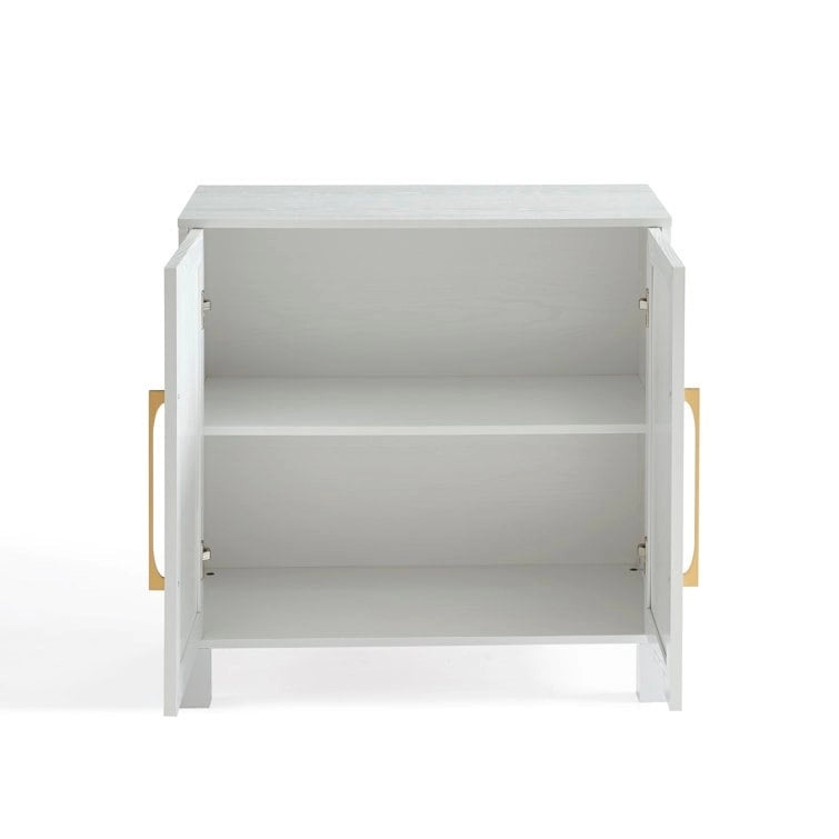 Mirrored Accent Cabinet with Gold Stripes - MDF Storage (32.3"W x 31.1"H)