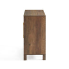 Mirrored Accent Cabinet with Gold Stripes - MDF Storage (32.3"W x 31.1"H)