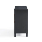 Mirrored Accent Cabinet with Gold Stripes - MDF Storage (32.3"W x 31.1"H)