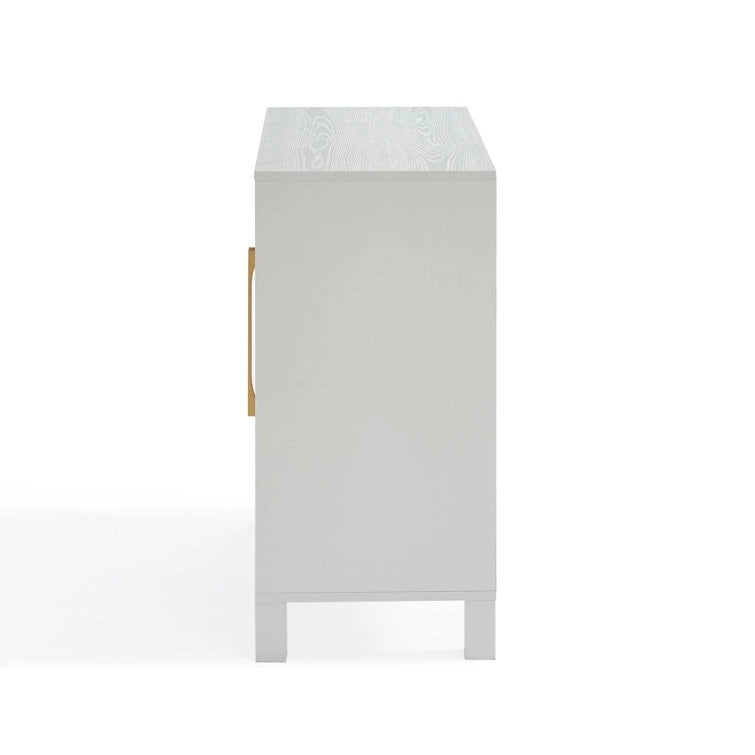 Mirrored Accent Cabinet with Gold Stripes - MDF Storage (32.3"W x 31.1"H)