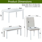 6-Piece Solid Wood Dining Table Set