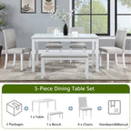 6-Piece Solid Wood Dining Table Set