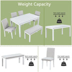 6-Piece Solid Wood Dining Table Set