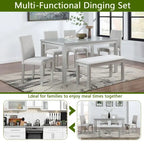 6-Piece Solid Wood Dining Table Set