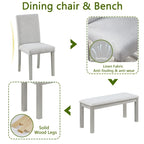 6-Piece Solid Wood Dining Table Set