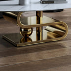 Exquisite Modern Oval Coffee table with white 51L Stone Top and Gold Metal Base