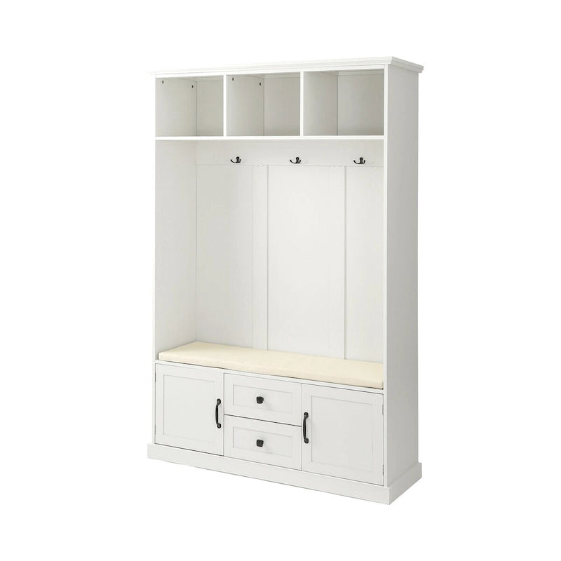 Classic Hall Tree with 3 Hooks,Coat Hanger,Storage Bench for Entrance,Hallway
