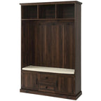 Classic Hall Tree with 3 Hooks,Coat Hanger,Storage Bench for Entrance,Hallway