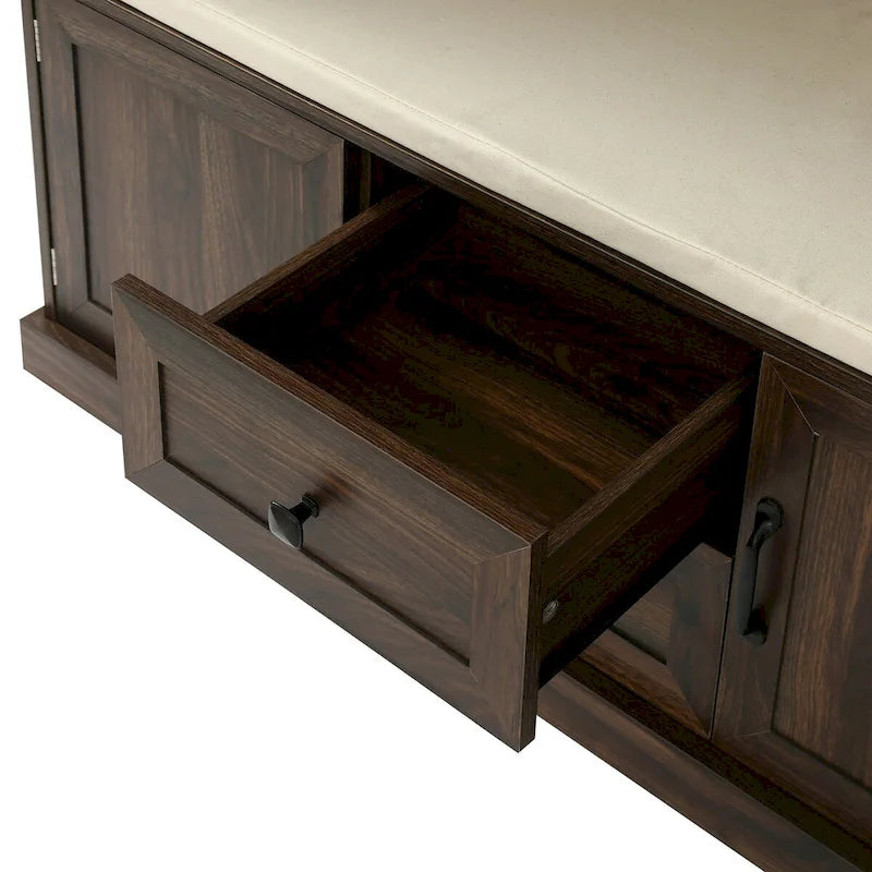 Classic Hall Tree with 3 Hooks,Coat Hanger,Storage Bench for Entrance,Hallway