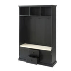 Classic Hall Tree with 3 Hooks,Coat Hanger,Storage Bench for Entrance,Hallway