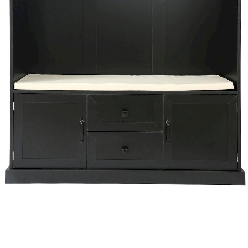 Classic Hall Tree with 3 Hooks,Coat Hanger,Storage Bench for Entrance,Hallway